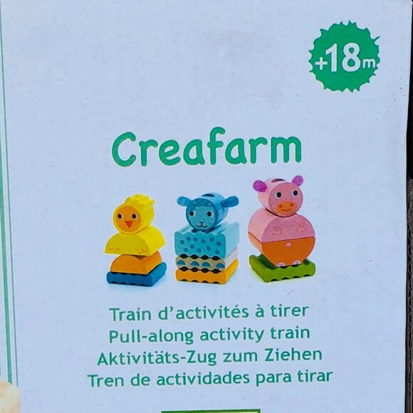 New Sealed Djeco Creaferme Wooden Train Push/Pull Along Stacking Toy - Picture 14 of 16